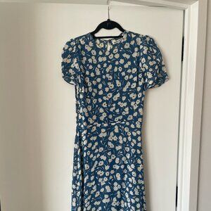 Reformation Blue and White Floral Midi Dress - Size 4